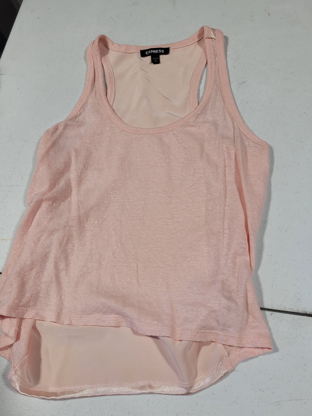 H&M Pale Pink Scoop Neck Linen Tank Top